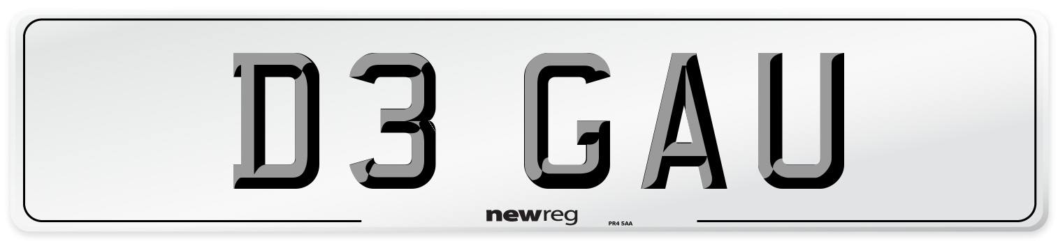 D3 GAU Number Plate from New Reg
